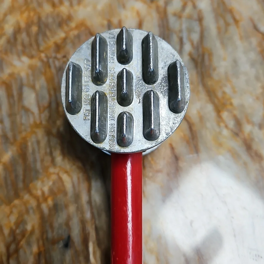 MODERN INDUSTRIES Vintage Red and Silver Meat Tenderizer